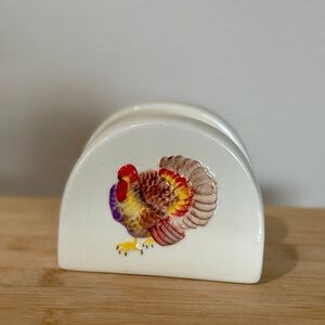 Embossed Ceramic Turkey Napkin Holder